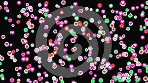 Concept of addiction to social media networks and internet. Animation. Small colorful circles with symbols of stars