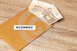 Concept of alimony, money for childcare costs
