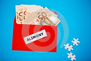 Concept of alimony, money for childcare costs
