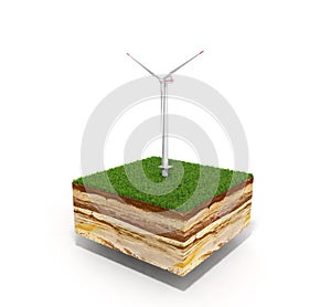Concept of alternative energy 3d illustration of cross section o
