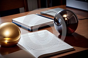 Anchoring Thoughts The Elegance of Paperweights in Still Life Photography.AI Generated photo