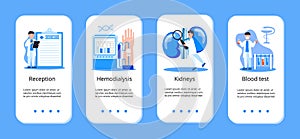 Concept app of pyelonephritis, diseases and kidney stones, cystitis, urolithiasis, nephropathy, renal failure, hydro nephrosis, photo