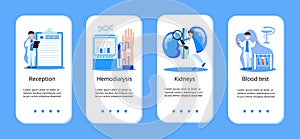 Concept app of pyelonephritis, diseases and kidney stones, cystitis, urolithiasis, nephropathy, renal failure, hydro nephrosis,