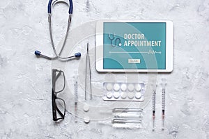 Concept of appointment to doctor online top view