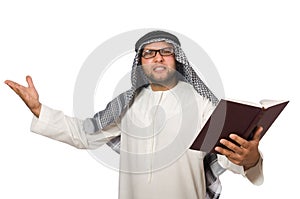 Concept with arab man isolated on white