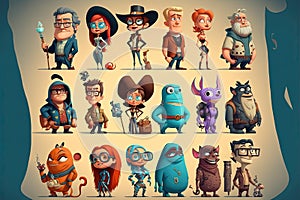 Concept art characters. Avatar character illustrations. Generative Ai photo