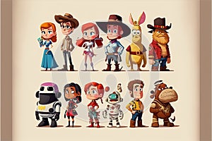 Concept art characters. Avatar character illustrations. Generative Ai photo