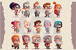 Concept art characters. Avatar character illustrations. Generative Ai photo