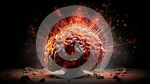 Concept art of a human brain exploding with knowledge and creativity. Generative AI