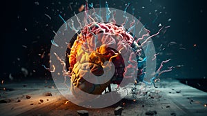 Concept art of a human brain exploding with knowledge and creativity. Generative AI