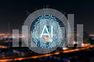 Concept augmented analytics. Business analytics and financial technology concept. AIArtificial Intelligence and smart analytics.