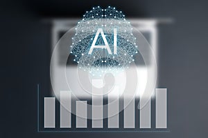 Concept augmented analytics. Business analytics and financial technology concept. AIArtificial Intelligence and smart analytics