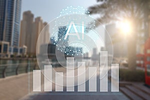 Concept augmented analytics. Business analytics and financial technology concept. AIArtificial Intelligence and smart analytics