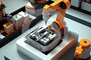 Concept of automotive production. 3d robot hand. Generative AI, Generative, AI