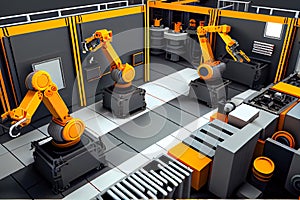 Concept of automotive production. 3d robot hand. Generative AI, Generative, AI