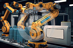 Concept of automotive production. 3d robot hand. Generative AI, Generative, AI