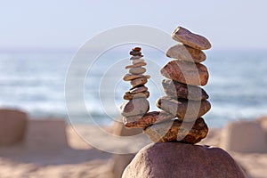 Concept of balance and harmony. rocks on the coast of the Sea in