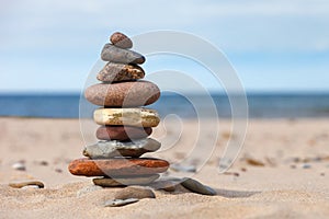 Concept of balance and harmony. rocks on the coast of the Sea in