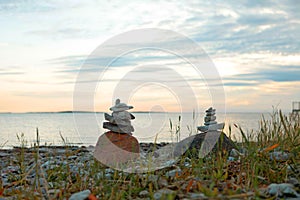 Concept of balance and harmony. rocks on the coast of the Sea in the nature