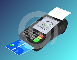 The concept of a bank pos terminal for paying for services using a card