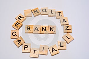 Concept of bank recapitalization on isolated background photo