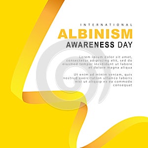 Concept of a banner for the International Albinism Awareness Day. Yellow ribbon - symbol of a rare genetic disease