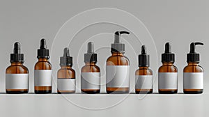 Concept of beauty and cosmetics Various cosmetic products in a bottle on a white background