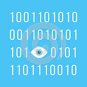 Concept of big brother is watching you with binary