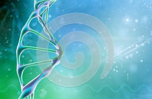 Concept of biochemistry with dna molecule on color background. Science concept background.