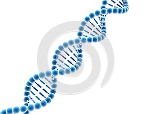 Concept of biochemistry with dna molecule isolated in white background, 3d rendering