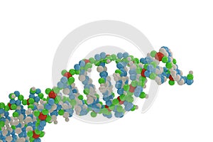 Concept of biochemistry with dna molecule isolated on white background. 3D illustration