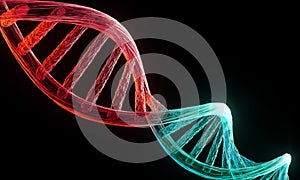 Concept of biochemistry with dna molecule isolated in white background, 3d rendering photo