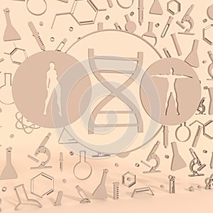 Concept of biochemistry with human abstract dna symbol