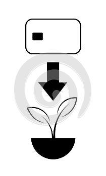 Concept of biodegradable credit card. Plastic card that degrade in compost and can be used as fertilizer for plants