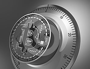 Concept Of Bitcoin Like A Safe Lock