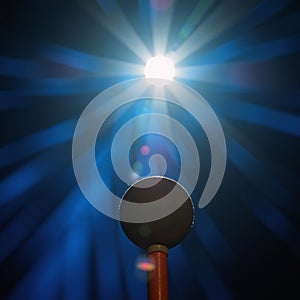 Bluetinted backdrop with abstract lightfilled design photo