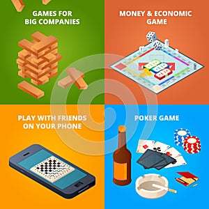 Concept of board games. Checkers, chess and other games