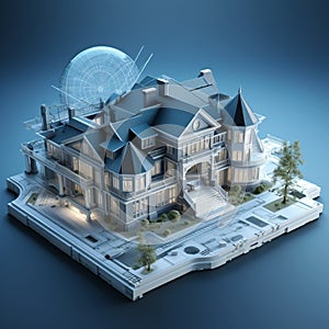 concept of building model generated by AI tool photo