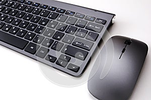 the concept of business, education, programming, people and technology - close-up of the keyboard and mouse.