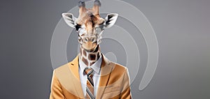 The concept a business is a giraffe in a business suit with