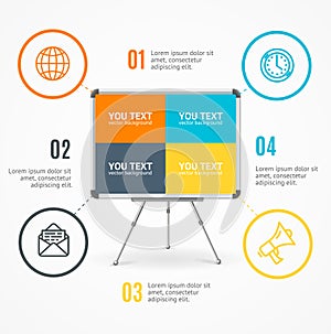 Concept of Business Infographic Option Banner Card Easel or Desk. Vector