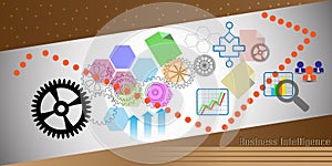 Concept of Business Intelligence Dashboard, also represents Analytic Dashboard, Reporting