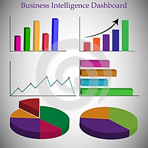 Concept of Business Intelligence Dashboard, also represents Analytic Dashboard & Reporting photo