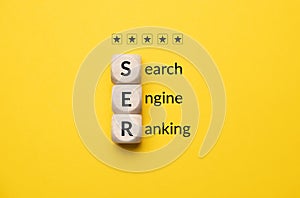 Concept business marketing acronym SER or Search Engine Ranking photo