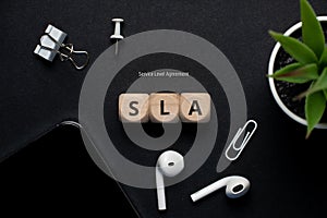 Concept business marketing acronym SLA or Service Level Agreement