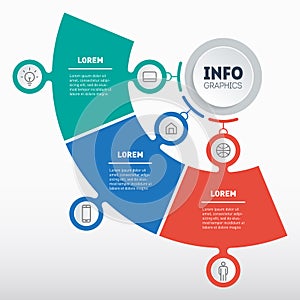 Concept of Business presentation with 3 steps. Infographic of technology or education process with three options. Web Template of