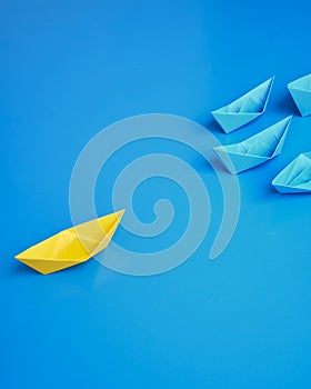 Concept business ship boat blue background