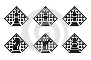 Concept of Business Strategy With Chess Figures On A Chess Board Modern Vector Illustration Set photo