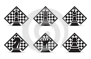 Concept of Business Strategy With Chess Figures On A Chess Board Modern Vector Illustration Set