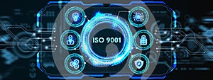 The concept of business, technology, the Internet and the network. virtual screen of the future and sees the inscription: ISO 9001